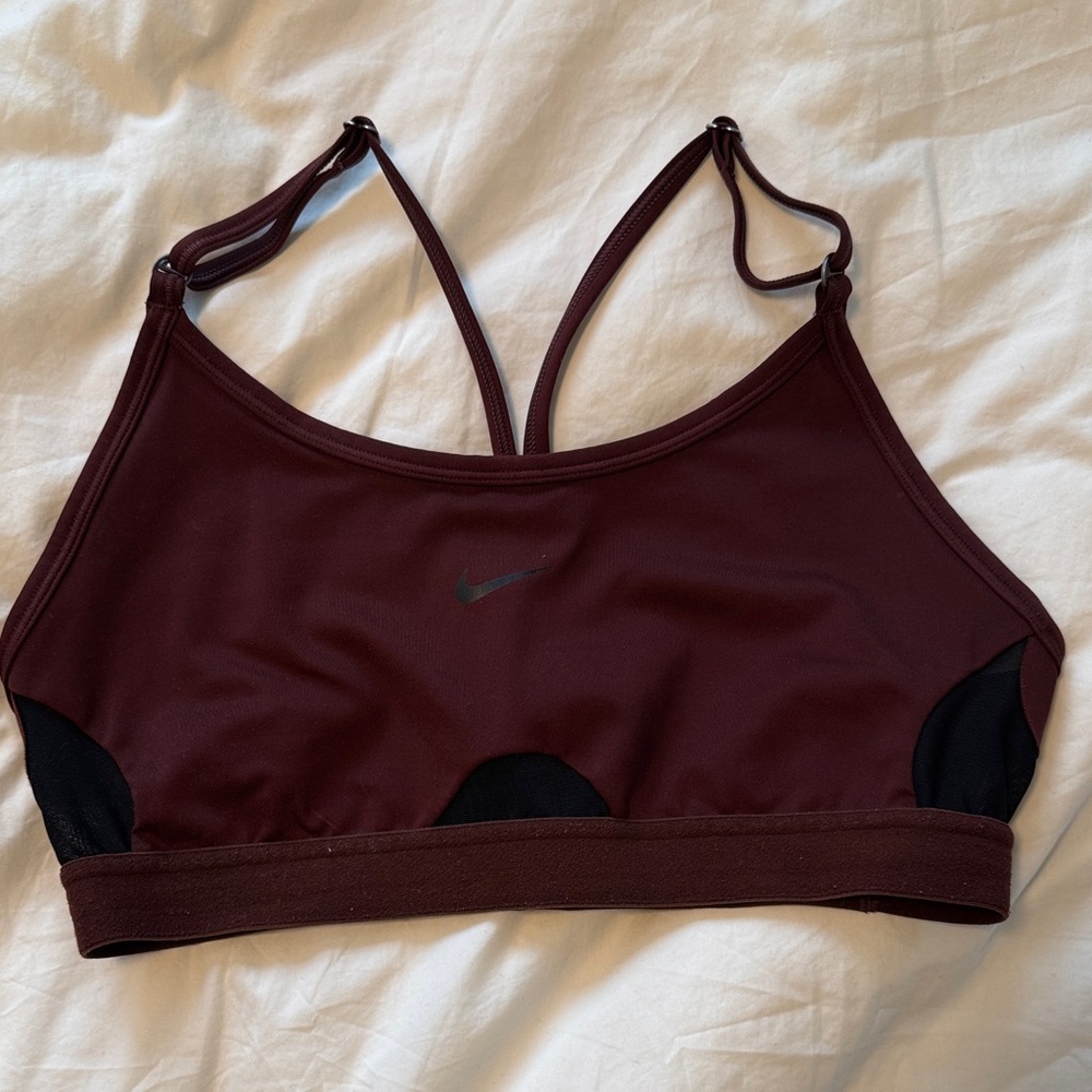 Nike Indy Burgundy Thin-Strap Low-Impact Sports Bra